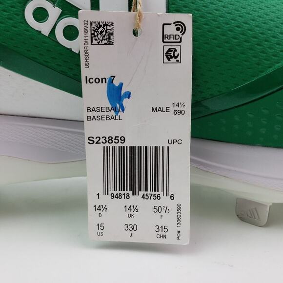 Adidas Icon 7 Mens Size 15 Green White Metal Baseball Cleats S23859 main image 7